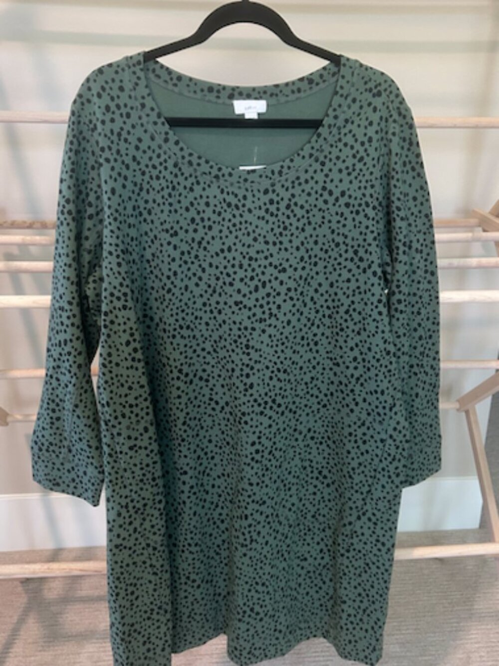 NWT J. Jill Fit Olive Green Animal Print French Terry Dress XL